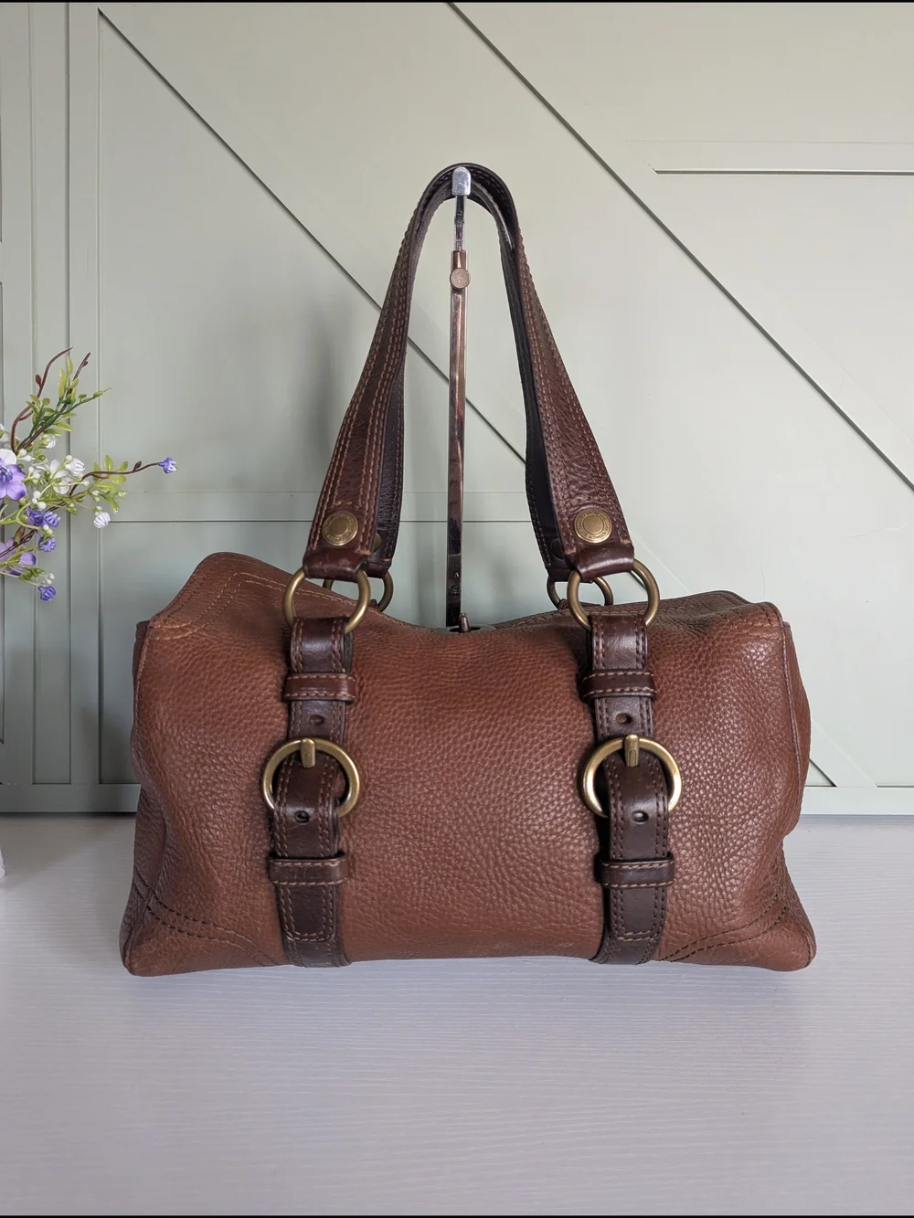 Coach Brown Pebbled Leather Shoulder Bag